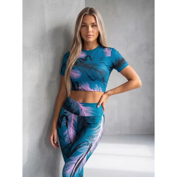  Jambiere lungi premium pentru femei (dimensiuni noi) ALTISPORT VOJ/ALW001LEG05 BENZINĂ/ROZ DESCHIS 