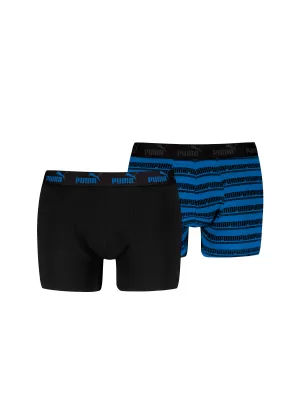 Boxeri pentru bărbați PUMA ELEMENTS MEN STRIPED BOXERS 2P 93884203 NEGRU/ALBASTRU