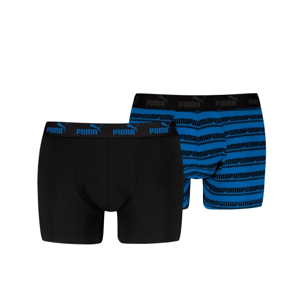  Boxeri pentru bărbați PUMA ELEMENTS MEN STRIPED BOXERS 2P 93884203 NEGRU/ALBASTRU 
