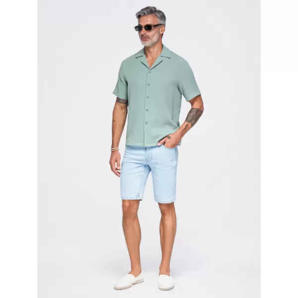  Cămașă pentru bărbați OMBRE OM-SHSS-0223 VERDE PASTEL 