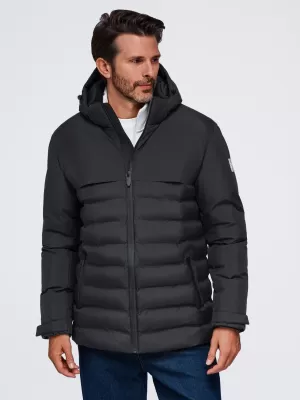 Geaca de iarna matlasata pentru barbati OMBRE OM-JAHP-0305 NEGRU