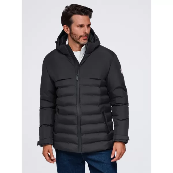  Geaca de iarna matlasata pentru barbati OMBRE OM-JAHP-0305 NEGRU 