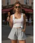 Pantaloni scurți de damă DSTREET SY0534 GRI DESCHIS