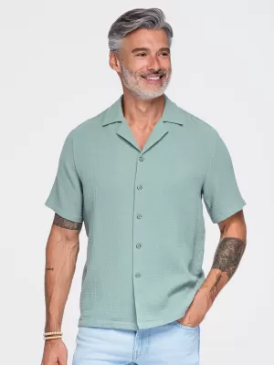 Cămașă pentru bărbați OMBRE OM-SHSS-0223 VERDE PASTEL