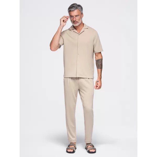  Cămașă pentru bărbați OMBRE OM-SHCS-0220 BEJ 