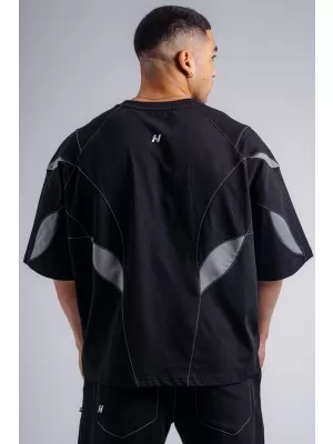 Tricou supradimensionat cu capac pompă NEBBIA PRIMAL 871 NEGRU