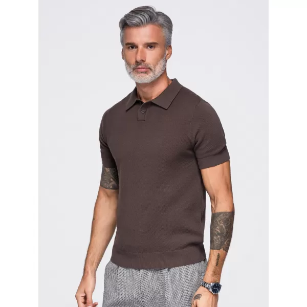  Tricou polo pentru bărbați OMBRE OM-POSS-0178 MARO ÎNCHIS 