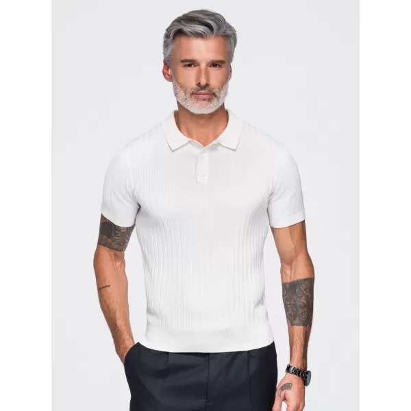  Tricou polo pentru bărbați OMBRE OM-POSS-0180 APROAPE ALB 