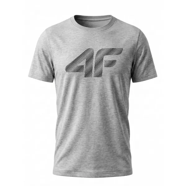  Tricou pentru bărbați 4F WMM00TTSHM3342 MELANGE GRI DESCHIS RECE 