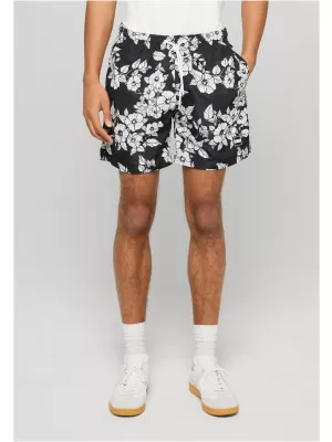 Pantaloni scurți de înot pentru bărbați URBAN CLASSICS TB2679 FLORI NEGRE