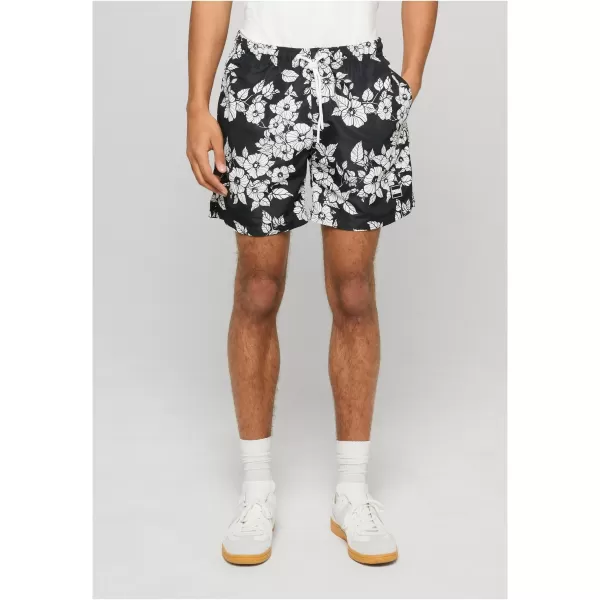  Pantaloni scurți de înot pentru bărbați URBAN CLASSICS TB2679 FLORI NEGRE 