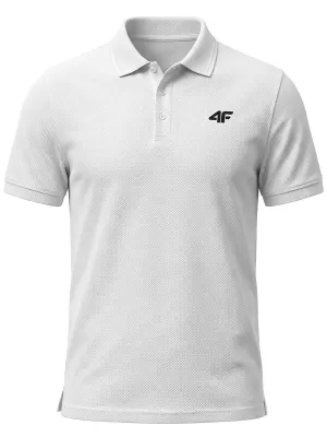 Tricou pentru bărbați cu guler 4F WMM00TPTSM0771 ALB