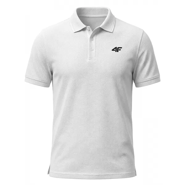  Tricou pentru bărbați cu guler 4F WMM00TPTSM0771 ALB 