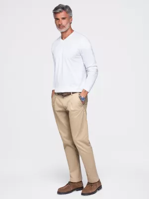 Tricou pentru bărbați OMBRE OM-LSBL-0143 ALB
