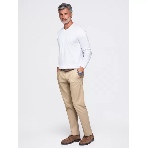  Tricou pentru bărbați OMBRE OM-LSBL-0143 ALB 
