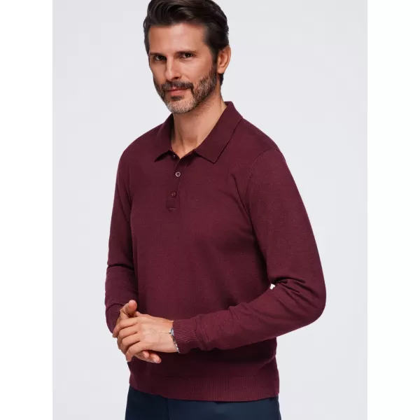  Tricou pentru bărbați cu guler OMBRE OM-POLS-0151 BURGUNDIA 