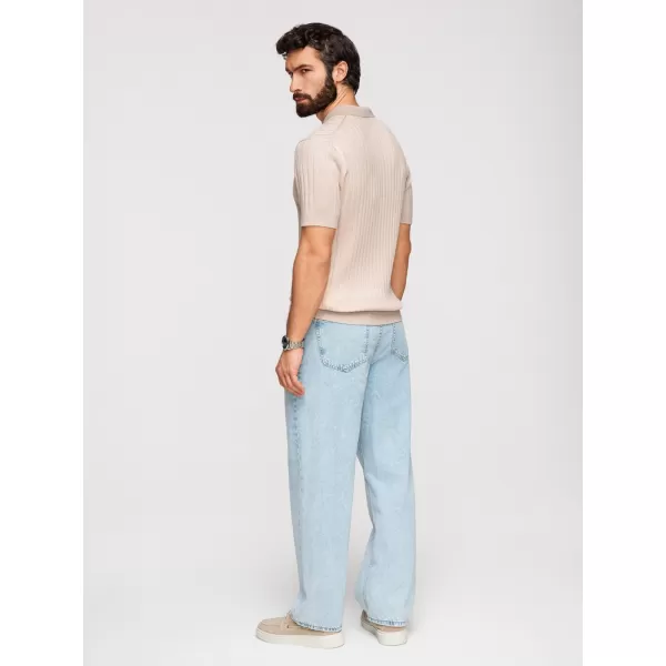  Tricou pentru bărbați cu guler OMBRE OM-POSS-0169 BEJ 