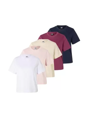 Tricou de dama URBAN CLASSICS TB8574C-23659 ALB/BLUMARIN LA MIEZUL NOPȚII/TRANDAFIR VINTAGE/VIOLET FRUCTE DE PĂDURE/NISIP ALB