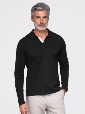 Tricou pentru bărbați cu guler OMBRE OM-POLS-0138 NEGRU