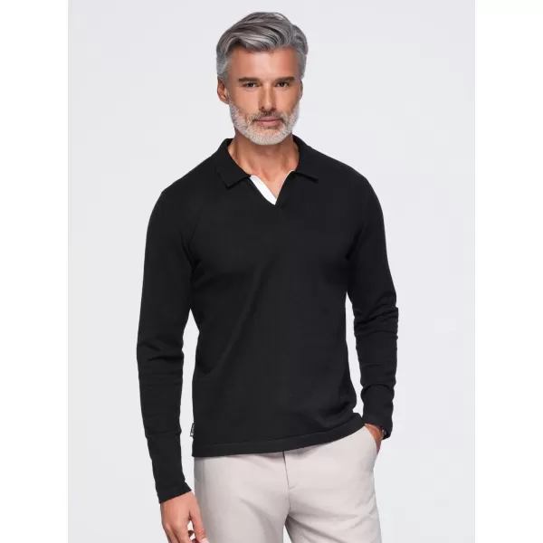  Tricou pentru bărbați cu guler OMBRE OM-POLS-0138 NEGRU 