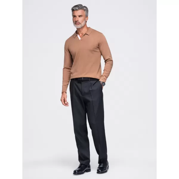  Tricou pentru bărbați cu guler OMBRE OM-POLS-0138 MARO DESCHIS 