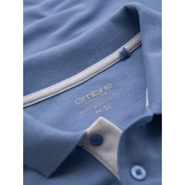  Tricou pentru bărbați cu guler OMBRE OM-POSS-0170 ALBASTRU 