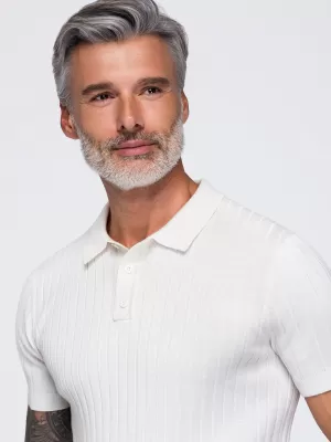 Tricou polo pentru bărbați OMBRE OM-POSS-0180 APROAPE ALB