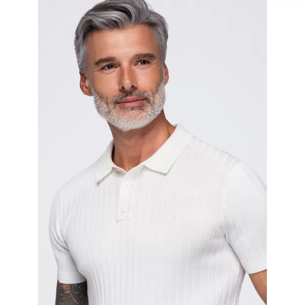  Tricou polo pentru bărbați OMBRE OM-POSS-0180 APROAPE ALB 