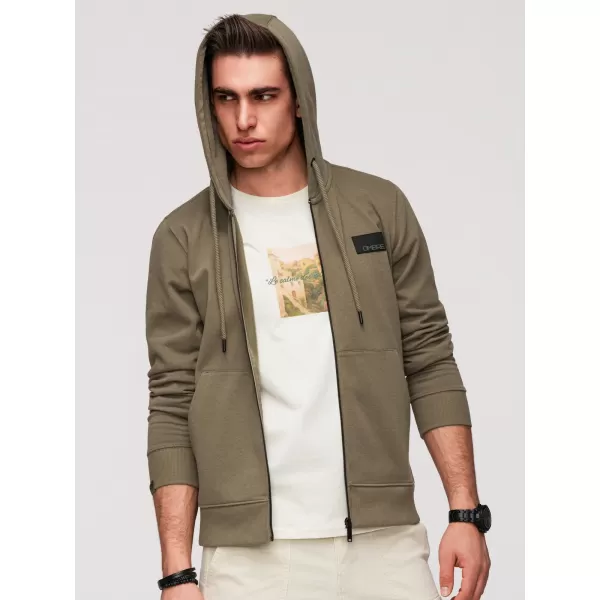  Hanorac pentru bărbați OMBRE OM-SSZP-0256 MĂSLINE 