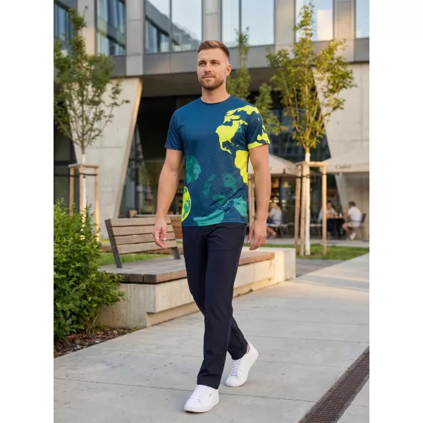  Cămașă de agrement pentru bărbați premium ALTISPORT VOJ/ALM130TR06 BLEUMARIN-GALBEN FLUO 