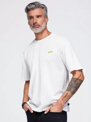 Tricou pentru bărbați OMBRE OM-TSPT-0284 APROAPE ALB