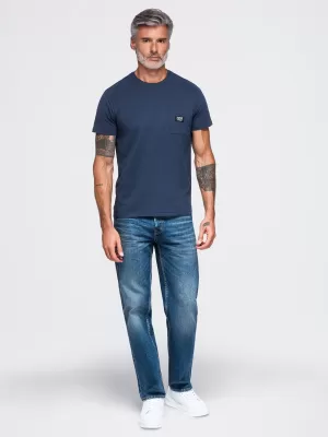 Tricou pentru bărbați OMBRE OM-TSCT-0305 ALBASTRU MARIN