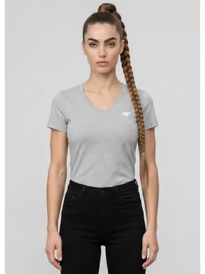 Tricou de damă 4F WMM00TTSHF3307 MELANGE GRI DESCHIS RECE