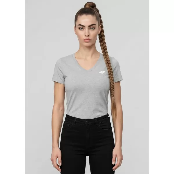  Tricou de damă 4F WMM00TTSHF3307 MELANGE GRI DESCHIS RECE 