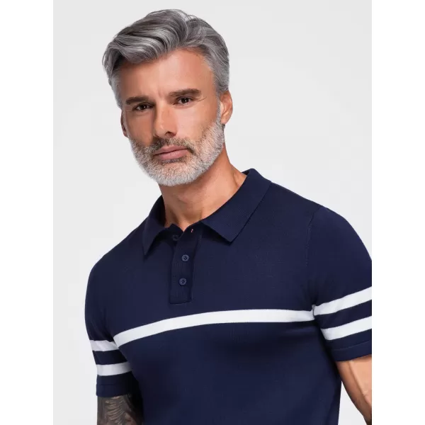  Tricou polo pentru bărbați OMBRE OM-POSS-0177 ALBASTRU MARIN 