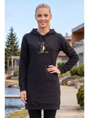 Hanorac prelungit dama ALTISPORT ALW091419 NEGRU SI AURIU