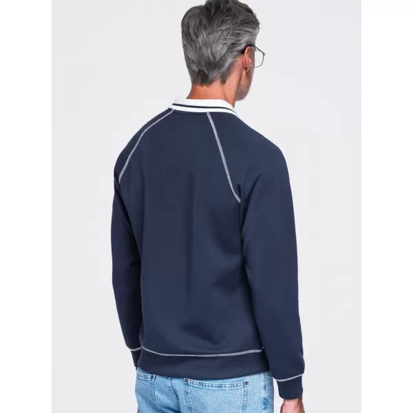  Hanorac pentru bărbați OMBRE OM-SSNZ-0269 ALBASTRU MARIN 