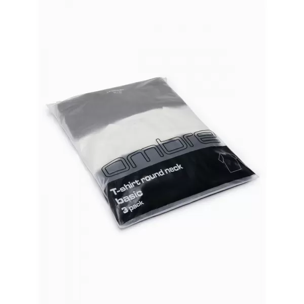  Tricou pentru bărbați OMBRE OM-TSBC-0291 NEGRU/ALB MURDAR/MĂSLINIU PAL 