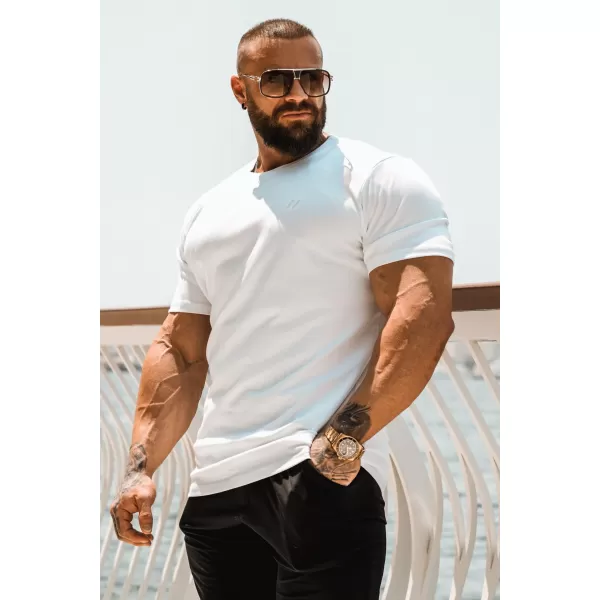  Tricouri pentru bărbați NEBBIA MIKE MUSCLE FIT 158 ALB 