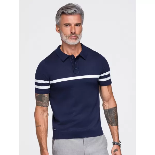  Tricou polo pentru bărbați OMBRE OM-POSS-0177 ALBASTRU MARIN 