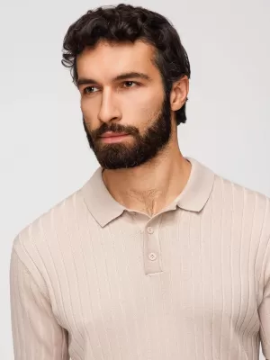 Tricou pentru bărbați cu guler OMBRE OM-POSS-0169 BEJ