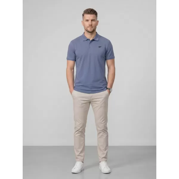  Tricou pentru bărbați cu guler 4F WMM00TPTSM0770 DENIM 