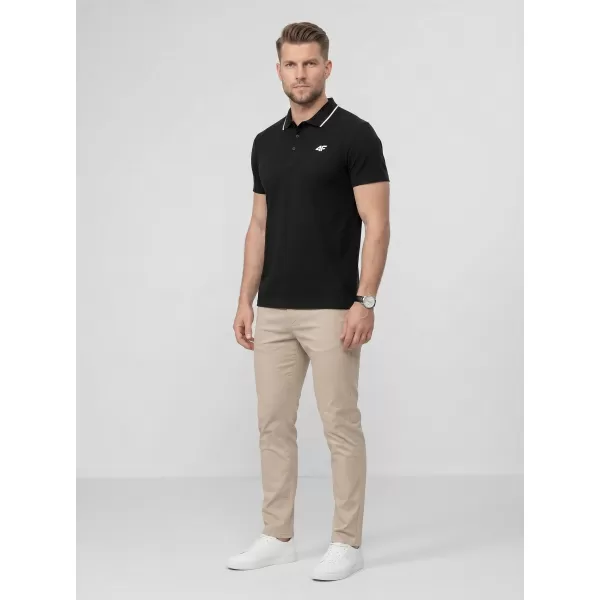  Tricou pentru bărbați cu guler 4F WMM00TPTSM0773 NEGRU ADÂNC 