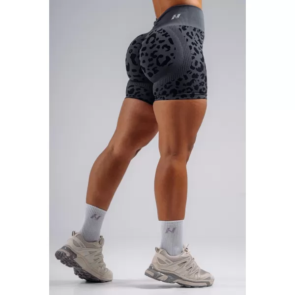  Pantaloni scurți de compresie push-up cu imprimeu leopard NEBBIA PRIMAL 856 LEOPARD NEGRU 