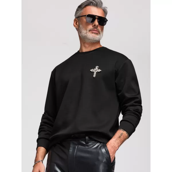  Hanorac pentru bărbați OMBRE OM-SSNZ-0271 NEGRU 