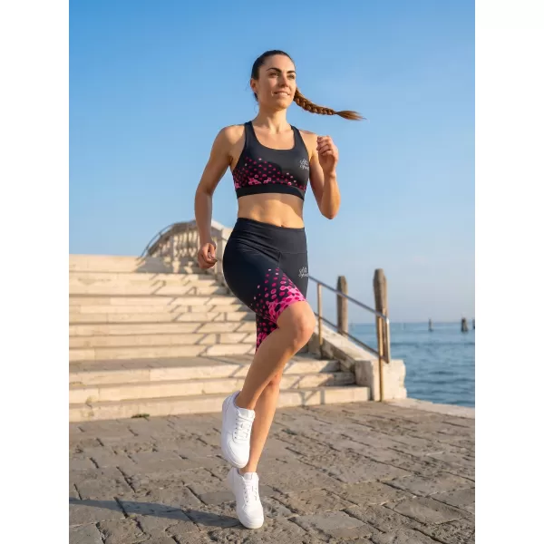  Jambiere premium pentru genunchi pentru femei (marimi noi) ALTISPORT VOJ/ALW109LEG06 ROZ-NEGRU 
