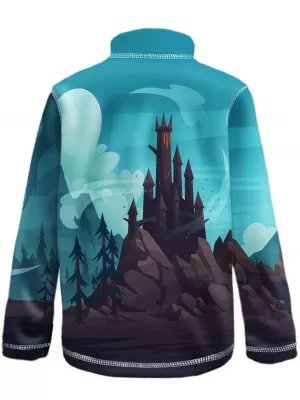 Hanorac fleece pentru copii WAMU DRAGON FANTASY ALBASTRU