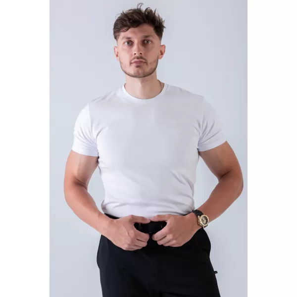  Tricouri pentru bărbați NEBBIA MIKE MUSCLE FIT 158 ALB 