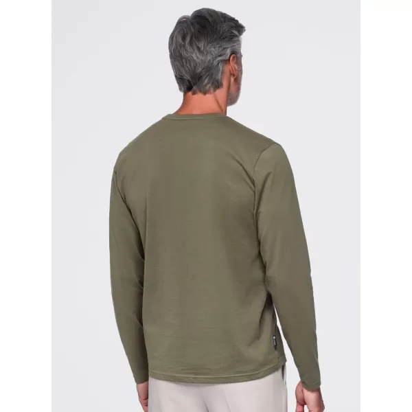  Tricou pentru bărbați OMBRE OM-LSBL-0142 MĂSLINE ÎNCHISE 