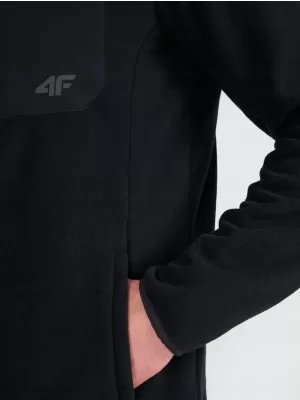Hanorac pentru bărbați din fleece 4F WAW25TFLEM417 NEGRU ADÂNC